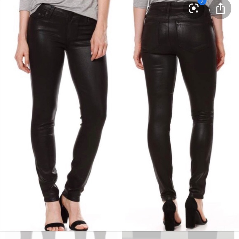 Paige Peg skinny black shimmer jeans NWOT 25